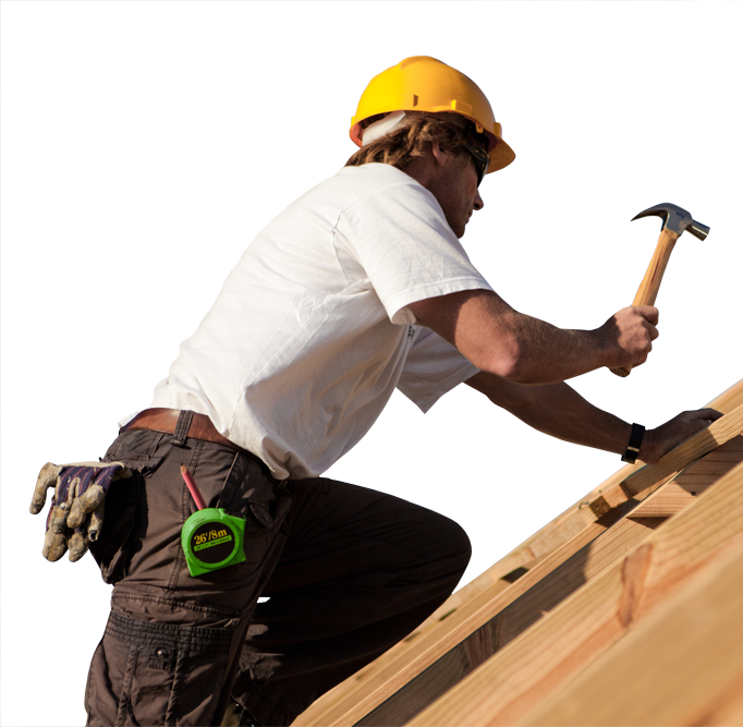 A construction worker with a hammer